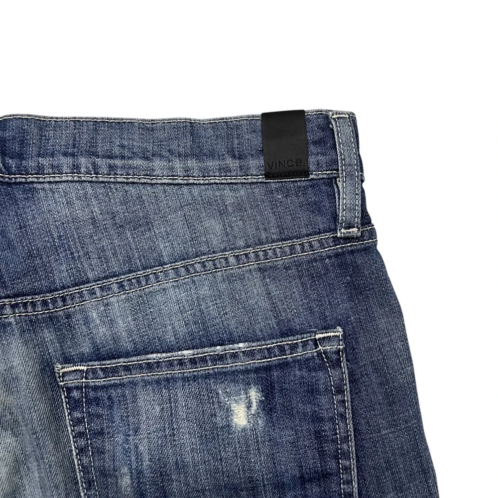 Vince Mason Relaxed Rolled Denim Shorts Medium Wash Distressed‎ Size 28 Womens